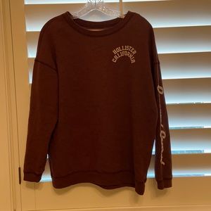 Burgundy Hollister Crew Neck, size small, moderately oversized.